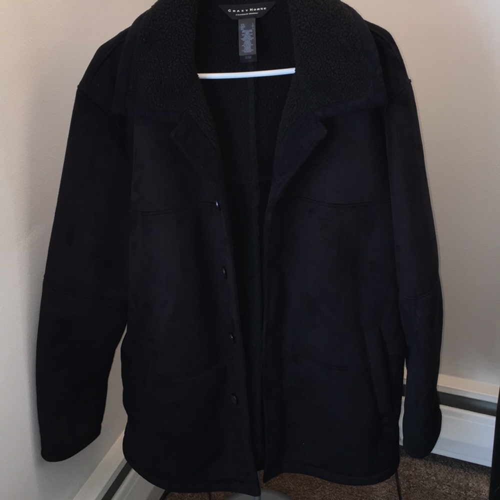 Men’s Crazy Horse Coat polyester but suede feel.